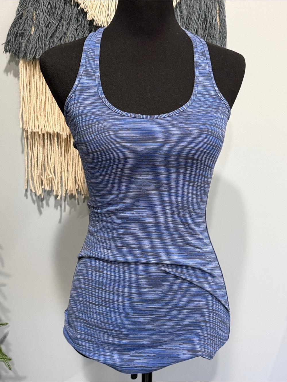 lululemon Cool Racerback Tank Blue Space Dye Stripe Size 4